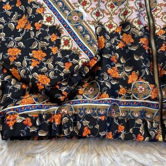 Zara Satin Floral Baroque Print Bomber Zip Front Jacket (sz L) - Picture 7 of 11